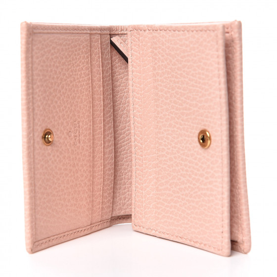 GUCCI Pebbled Calfskin Butterfly Card Case Perfect Pink