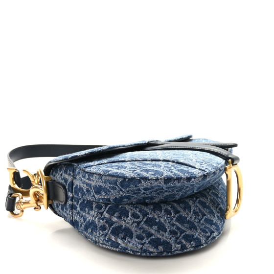 Christian Dior ショルダーバッグ 青 4503024G0003 CHRISTIAN DIOR Denim Oblique Jacquard Saddle Bag With Strap