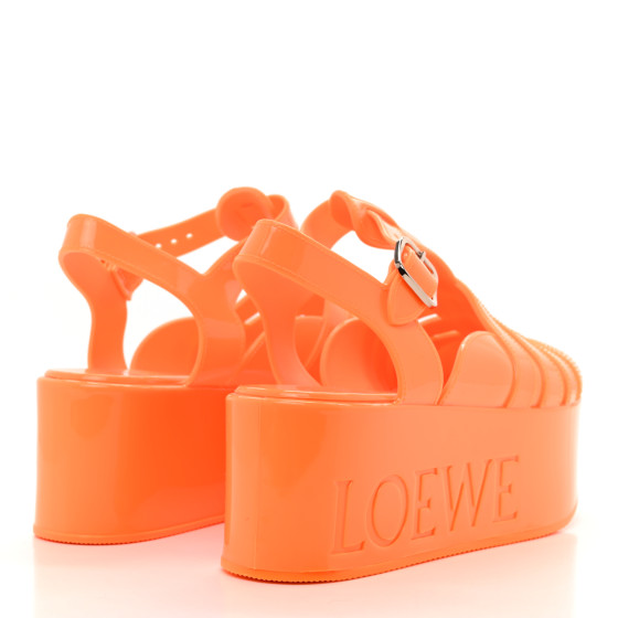 LOEWE Rubber Wedge Sandals 38 Orange 1469363 | FASHIONPHILE