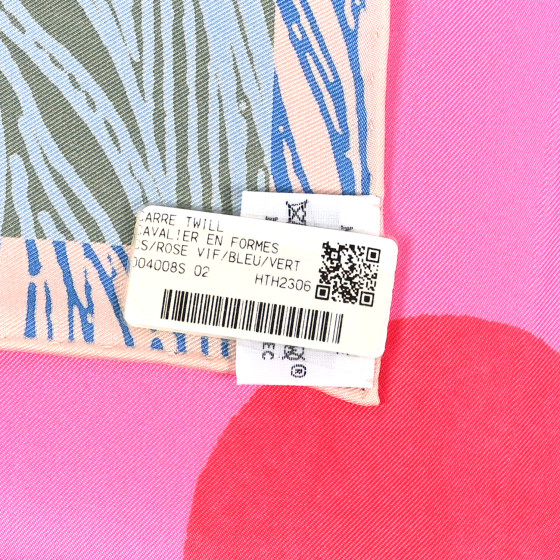 HERMES Silk Cavalier En Formes Scarf 90 Rose Vif Bleu Vert