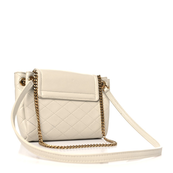 SAINT LAURENT Lambskin Quilted Monogram Mini Nolita Blanc