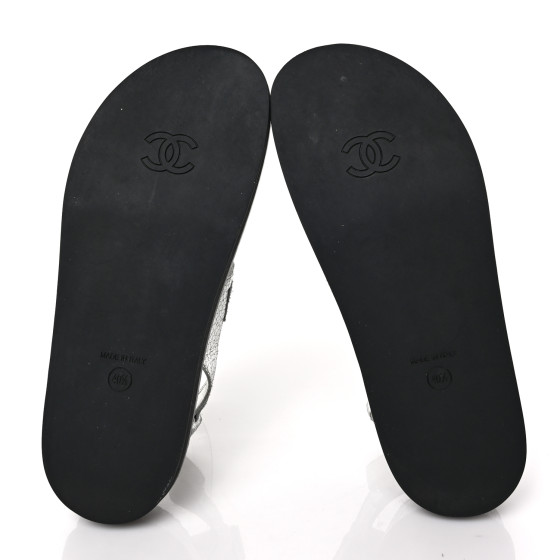 CHANEL Metallic Crackled Calfskin Velcro Dad Sandals 40.5