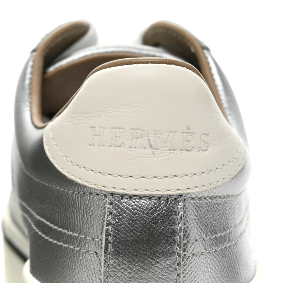 HERMES Metallic Epsom Womens Voltage Sneakers 37.5 Gris