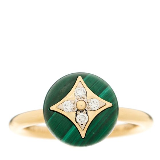 LOUIS VUITTON 18K Yellow Gold Diamond Malachite Idylle