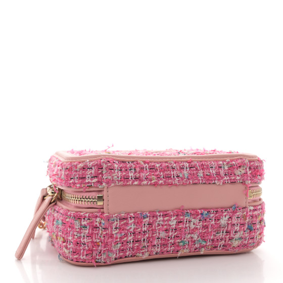 シャネル Filigree バニティケース スモール ツイード CHANEL Tweed Quilted Small CC Filigree Vanity Case Pink