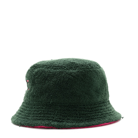 CHANEL Cotton Terry Cloth CC Bucket Hat M Green Pink 1546515