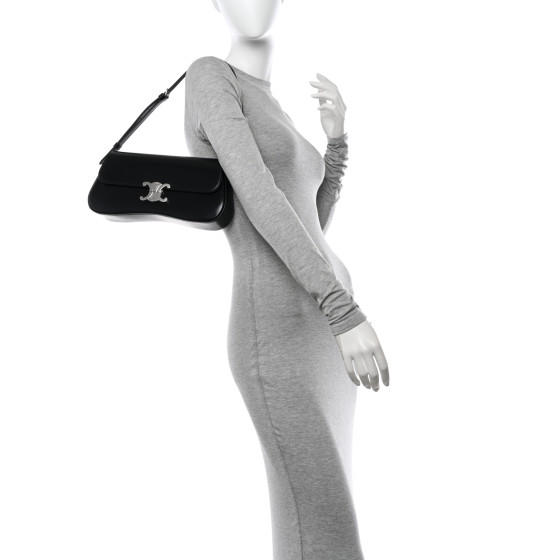 CELINE Shiny Calfskin Medium Lola Bag Black 1546454