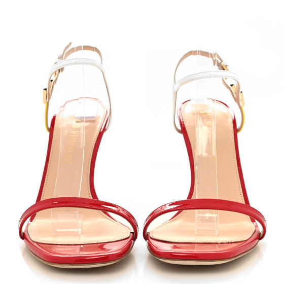 LOUIS VUITTON Patent Calfskin Blossom Sandals 40 Red 1364970