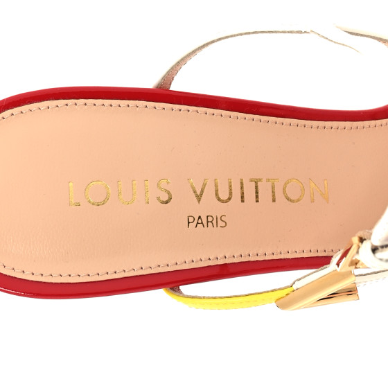 LOUIS VUITTON Patent Calfskin Blossom Sandals 40 Red 1364970