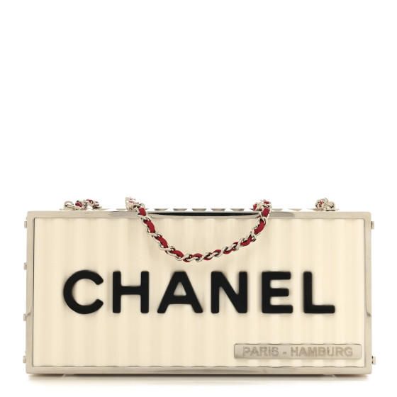 Resin Enamel CC Shopping Container Minaudiere Clutch Black White Red