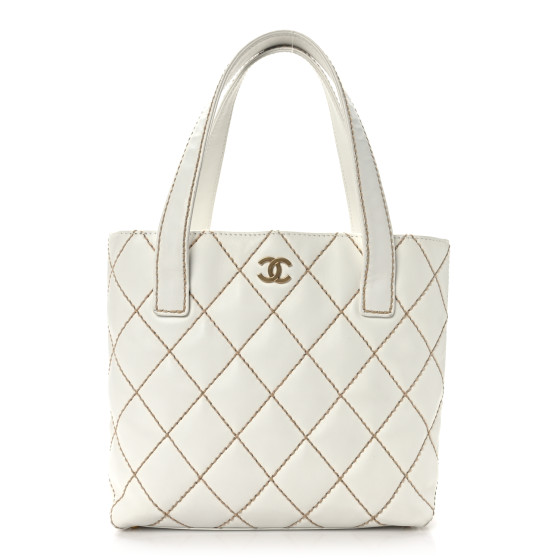Calfskin Wild Stitch Tote White
