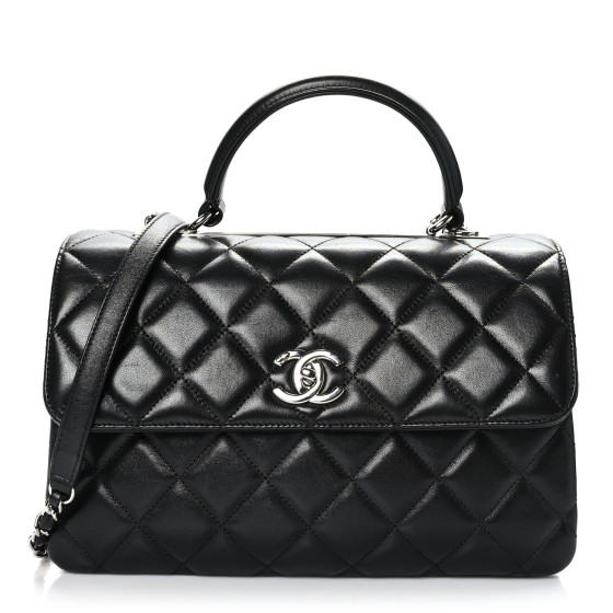 CHANEL Lambskin Quilted Medium Trendy CC Flap Dual Handle Bag Black