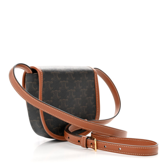 CELINE Canvas Calfskin Triomphe Mini Besace Tan 1488916