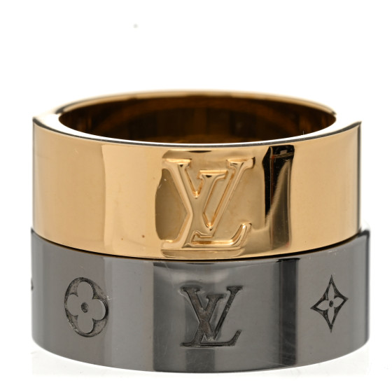 LOUIS VUITTON Metal LV Instinct Set of 2 Rings M 63/10.25 Silver Gold