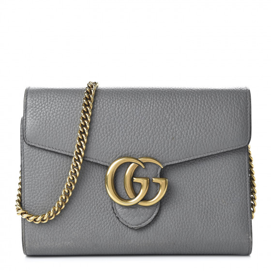 長財布 Gucci Dove Grey Leather Gg Marmont Wallet GUCCI Cellarius Calfskin GG Marmont Chain Wallet Deep Grey