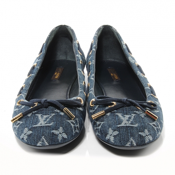 バレエ Louis Vuitton Denim Ballet Shoes Louis Vuitton Women Size US 8.5 IT 38.5 Blue Denim Ballet