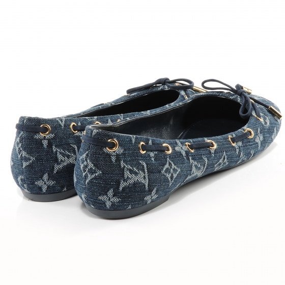 Louis Vuitton Women Size US 8.5 IT 38.5 Blue Denim Ballet