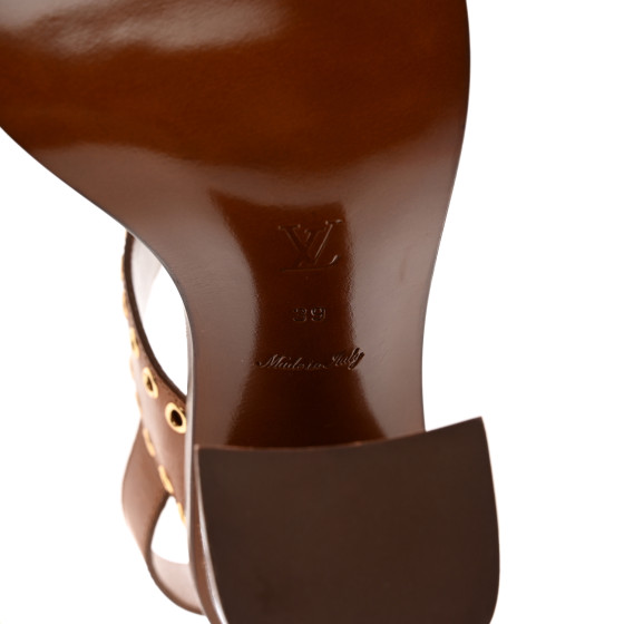 LOUIS VUITTON Calfskin Monogram Passenger Heeled Sandals 39