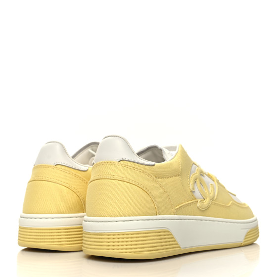 【シャネル】スニーカー コットン カジュアルイエロー☆ CHANEL Cotton Sneakers 40 Yellow White 1447275 | FASHIONPHILE