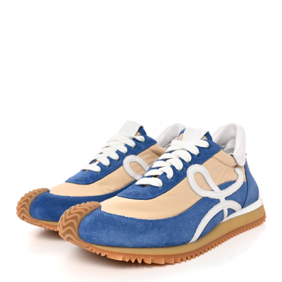 LOEWE Nylon Suede Flow Runner Sneakers 39 Twill Light Denim