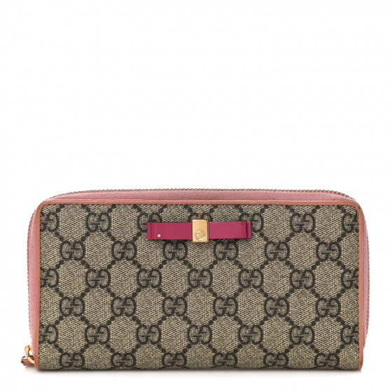 GUCCI Monogram Bow Zip Around Wallet Pink 1041388 | FASHIONPHILE