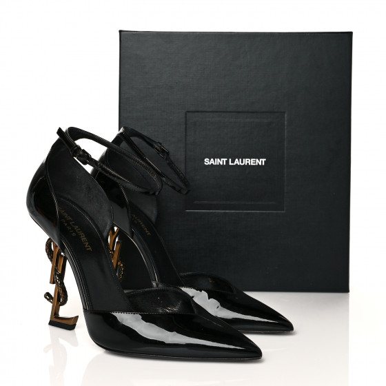 SAINT LAURENT Vernice Chiffon Opyum 110 Ankle Strap Pumps 38