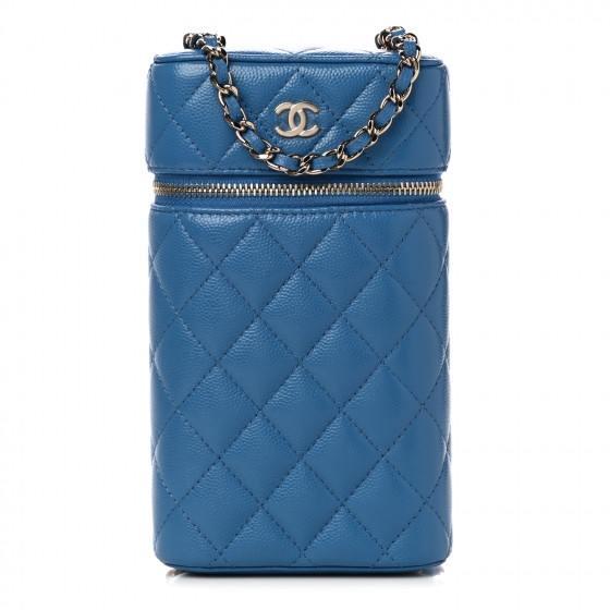ショルダーバッグ・ポシェット × ヴィンテージ(中古) Chanel Caviar Chain Phone Holder Crossbody Bag CHANEL Caviar Quilted Phone Holder With Chain Blue 1041142