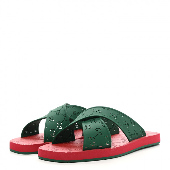 【GUCCI】SLIDE SANDALS Women's slide sandal with Horsebit in dark green shiny