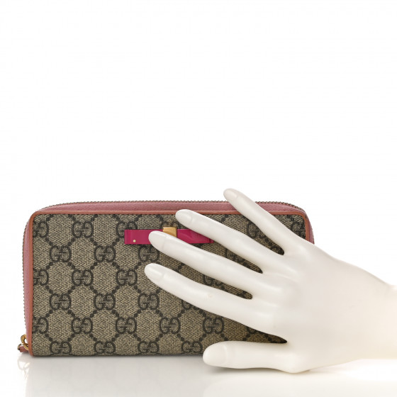 GUCCI Monogram Bow Zip Around Wallet Pink 1041388 | FASHIONPHILE