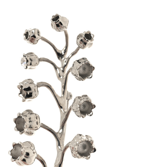 CHRISTIAN DIOR Crystal Lily of the Valley Brooch Silver