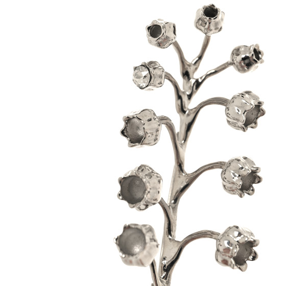 CHRISTIAN DIOR Crystal Lily of the Valley Brooch Silver