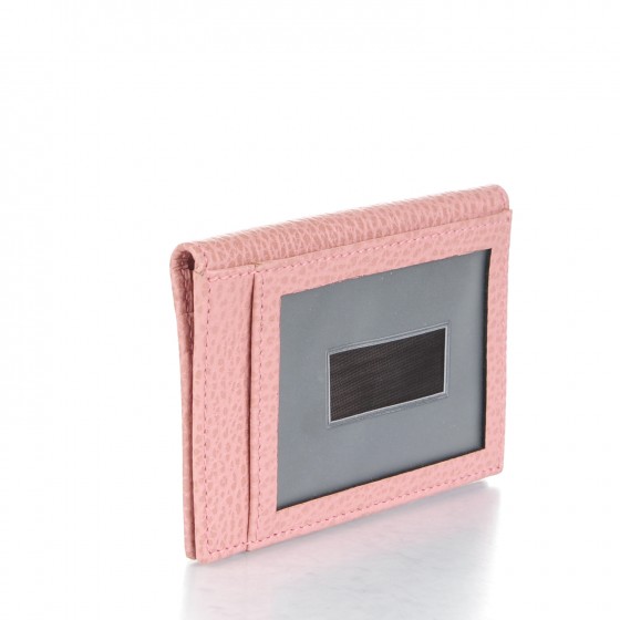 GUCCI Dollar Calfskin Swing Train Pass Card Case Soft Pink