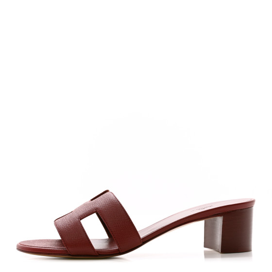 HERMES Epsom Oasis Sandals 38 Rouge H 1498119 | FASHIONPHILE