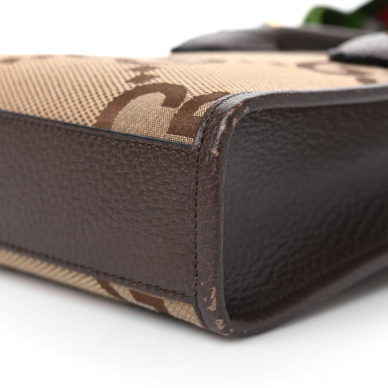 GUCCI Monogram Jumbo GG Textured Dollar Calfskin Web Mini