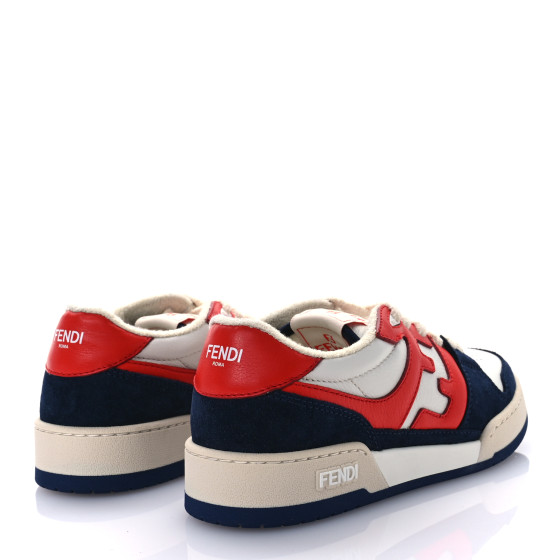 FENDI Calfskin Suede Fendi Match Low Top Sneakers 37 Red