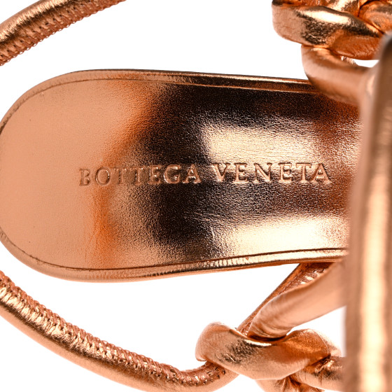 BOTTEGA VENETA Metallic Nappa Dream Knotted Sandals 36 Rose