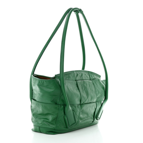 24PF new/BOTTEGA VENETA レザークロスボディポーチ Bag Green BOTTEGA VENETA Metallic Calfskin Intrecciato Mini Loop