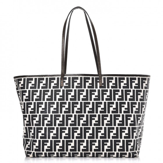 トートバッグ Fendi Borsa Tote Roll Large In Canvas Ff FENDI Canvas FF Large Roll Tote Black White 273237