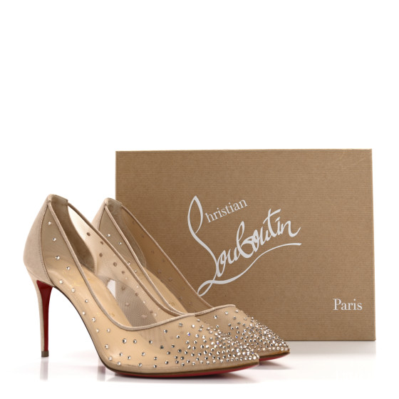 CHRISTIAN LOUBOUTIN Suede Lame Crystal Strass Follies 85