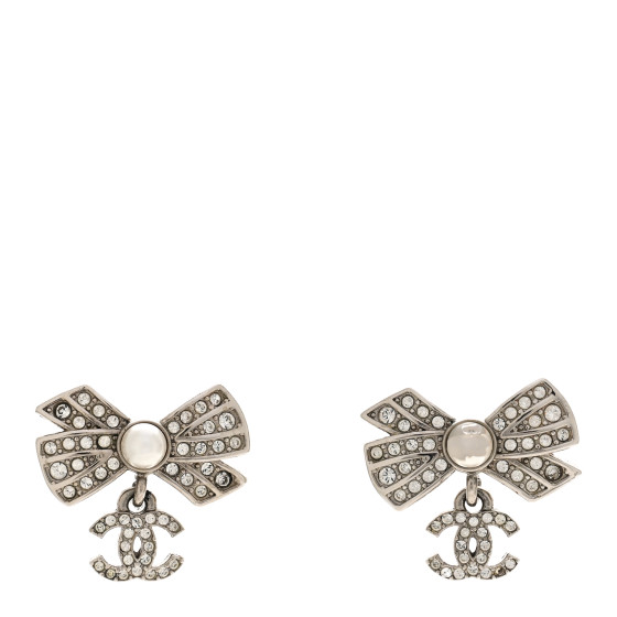 ピアス Crystal Bow Pearl Drop Earring Crystal Bow Pearl Droplet Earrings – self-portrait