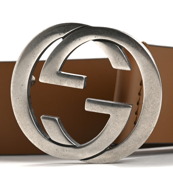 GUCCI Selleria Calfskin Mens Interlocking G 37mm Belt 85 34