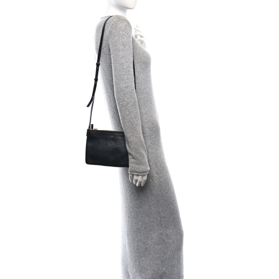 CELINE Lambskin Small Trio Crossbody Bag Black