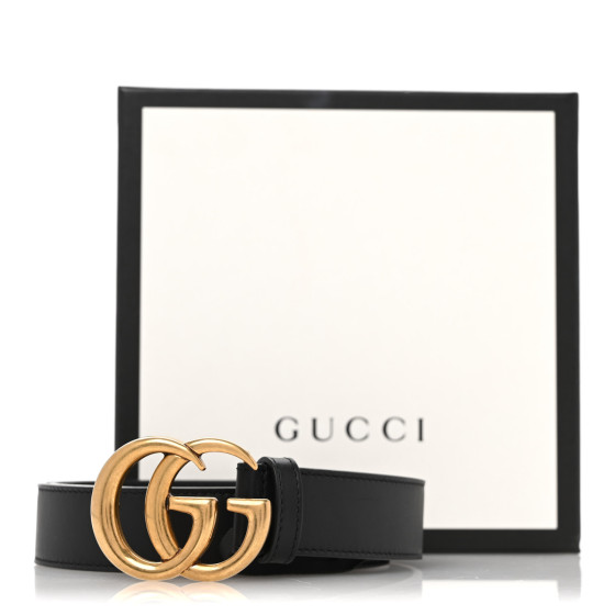 GUCCI Calfskin Double G 30mm Belt 75 30 Black 1682346