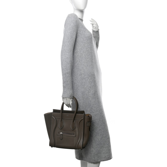 CELINE Drummed Calfskin Micro Luggage Souris