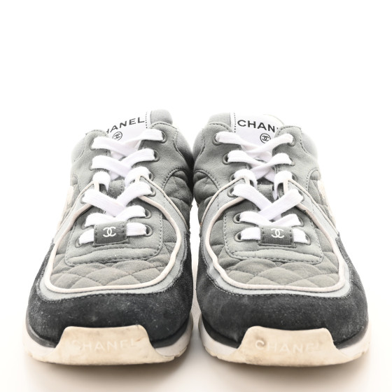 靴 CHANEL 37 CHANEL Fabric Suede Calfskin Quilted CC Sneakers 37 Dark