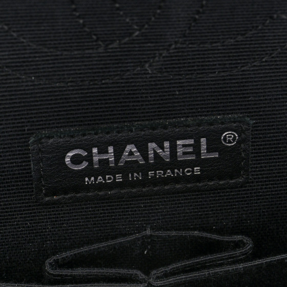 CHANEL Ribbon Tweed Medium Double Flap Black White 1679005