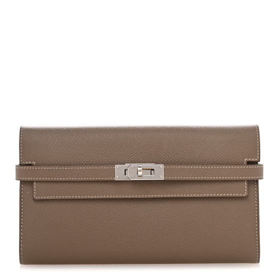 エルメス エルバグジップ HERMES Epsom Kelly Longue Wallet Etoupe 1681381 | FASHIONPHILE
