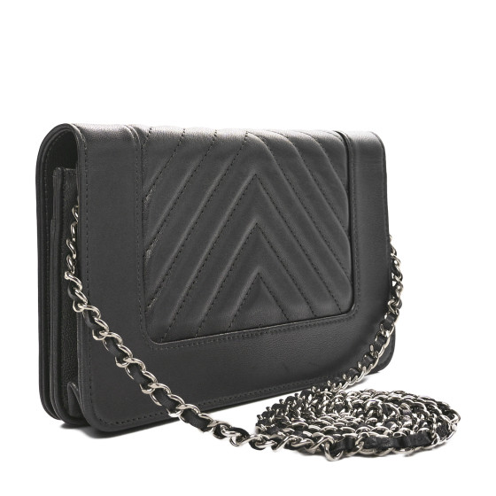 CHANEL Metallic Goatskin Chevron Quilted Vintage