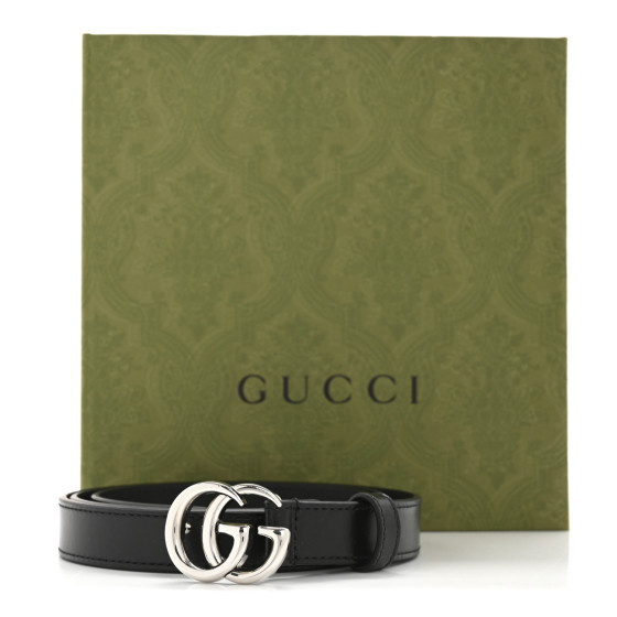 GUCCI Plutone Calfskin Palladium Double G 20mm Belt 90 36