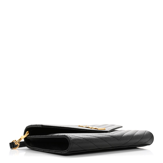 ENVELOPE GRAIN-DE-POUDREクラッチ SAINT LAURENT Grain De Poudre Matelasse Chevron Monogram